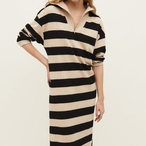 Stradivarius Striped midi dress with a zip - Size Medium